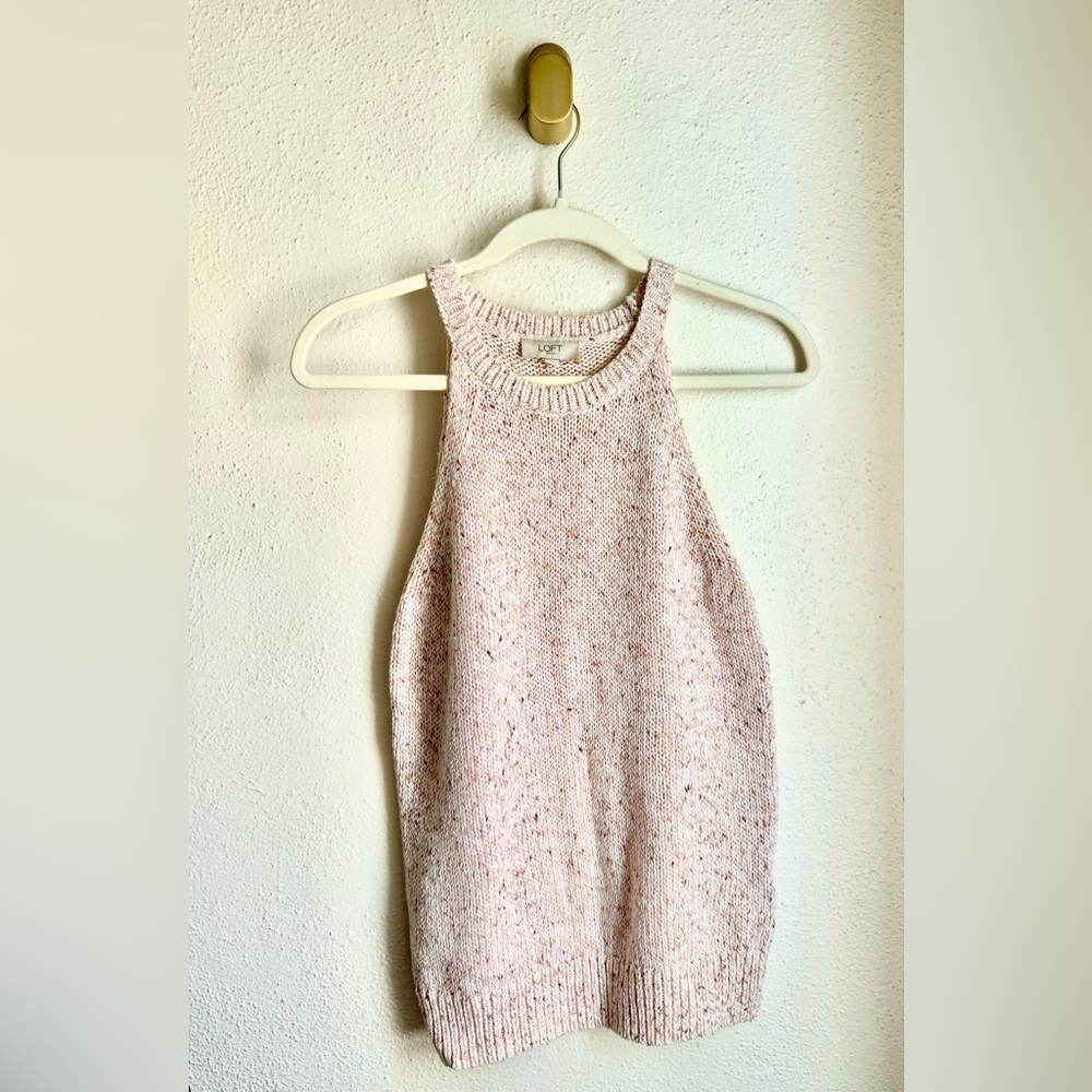 LOFT | Sleeveless Sweater Tank pink and cream women’s size small